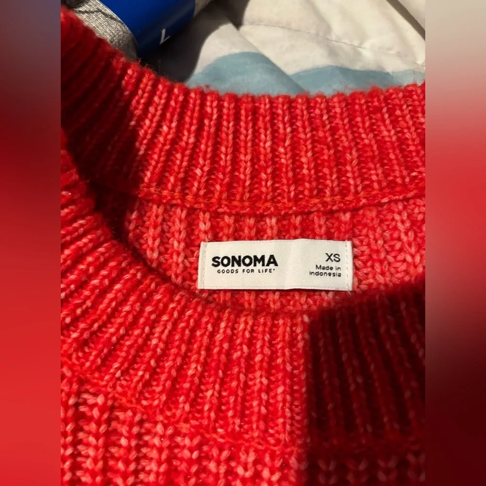 NWOT Sonoma Vibrant Red Knit Pullover XS